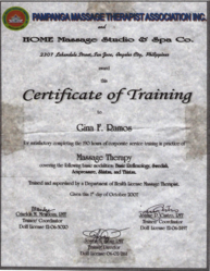 Massage Training Certificates